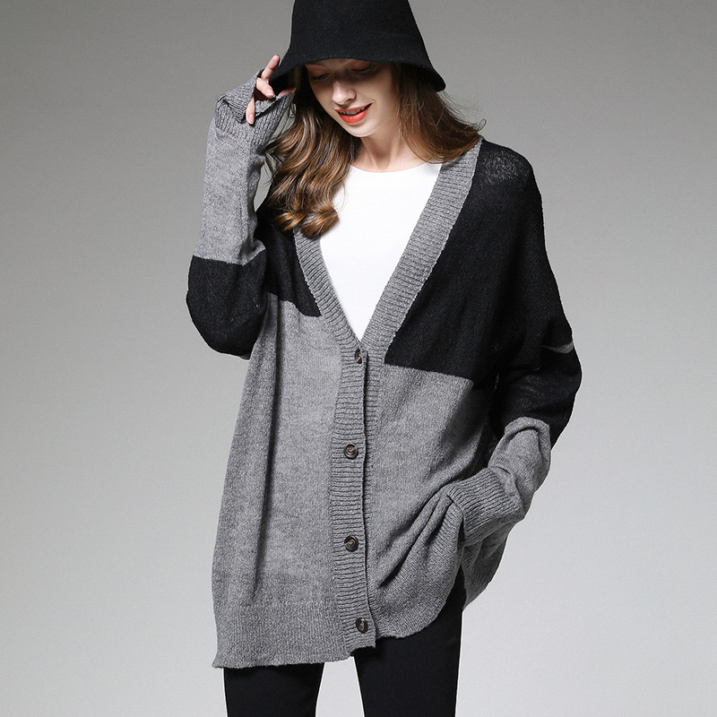 LouLan Queen 2020 Hot Sale autumn women's lazy wind contrast color knitted cardigan Midi loose coat plus size casual, Black and white
LouLan Queen 2020 Hot Sale autumn women's lazy wind contrast color knitted cardigan Midi loose coat plus size casual, Black and white