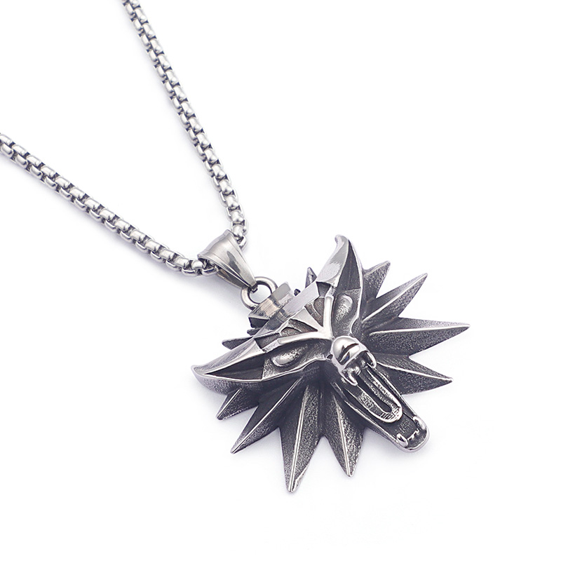 Casting Wolf Head Pendants Necklace Cool Men Hip Hop Stainless Steel Jewelry