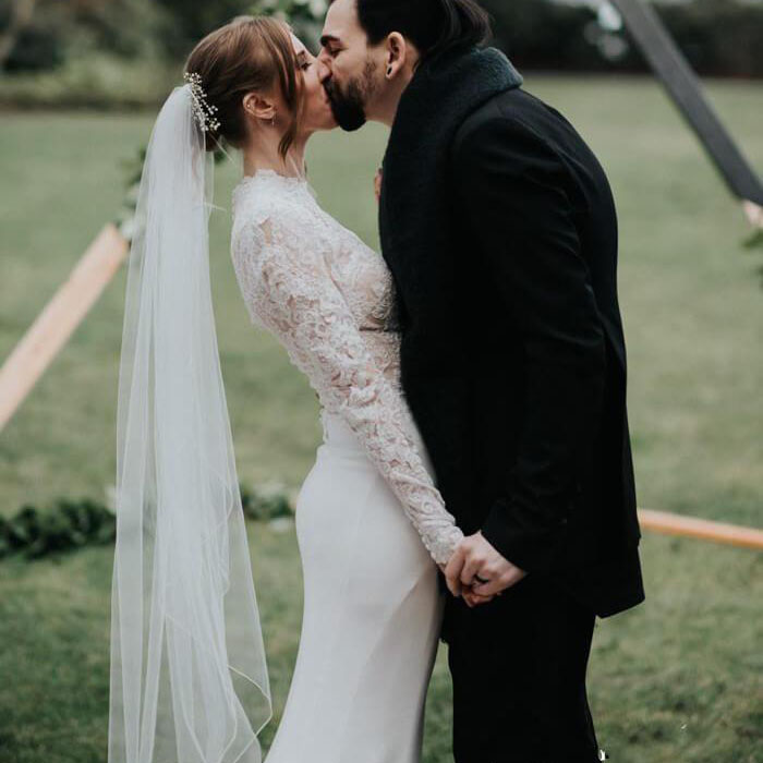 High Neck Mermaid Wedding Dresses Country Garden Long Sleeves Lace Muslim Bridal Gowns vestido de novia