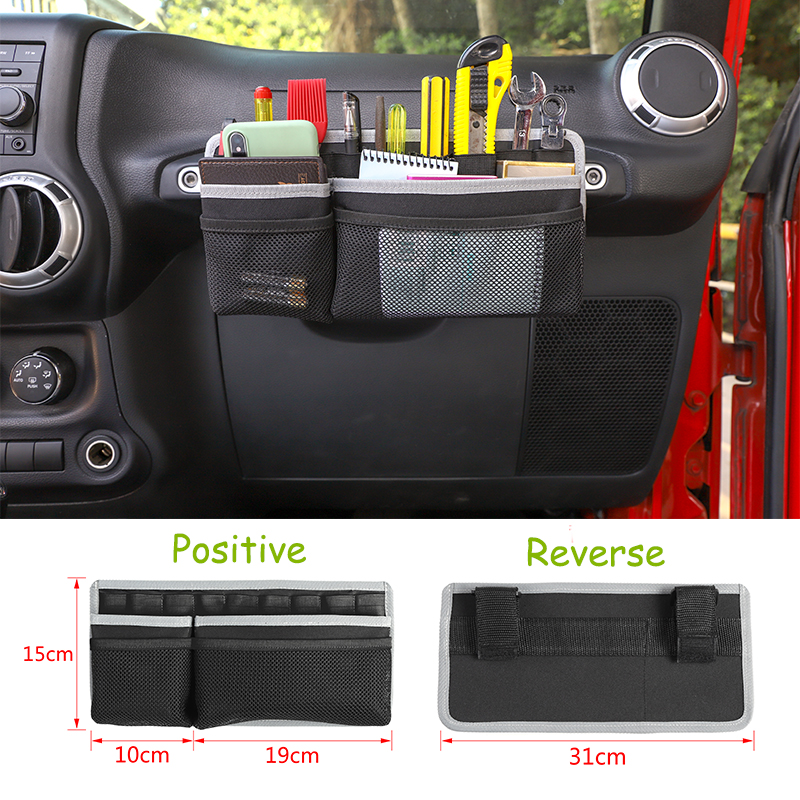Gray Storage Bag,Storage Pouch,Mount to Passenger Grab Handle For Jeep Wrangler JK JL TJ 1997-2018+ Car Handle Accessories