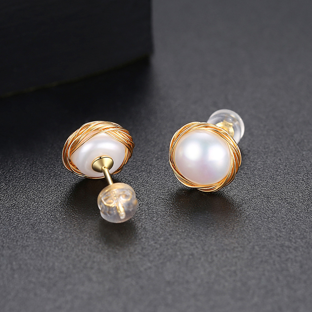 S925 Sterling Needle Pearl Stud Earrings New Style Fashion Women 18k Gold Plated Earrings Jewelry Wholesale
