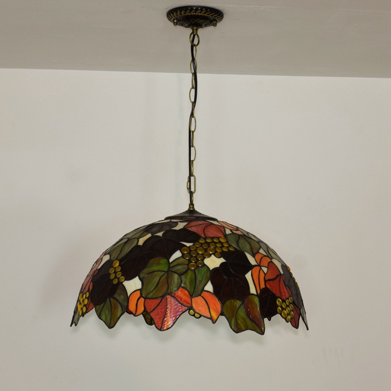 European retro glass lamp creative grape handmade Tiffany stained glass living room dining room bar bedroom art chandelier TF033