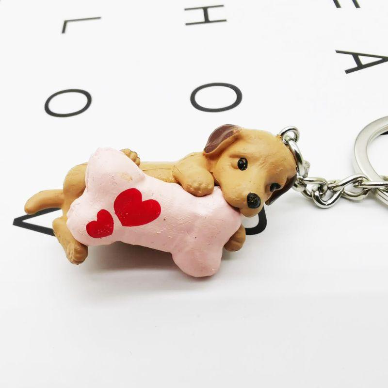 4pcs/lot 3d Pet Dog Lovers Animal Keyring Dog Bag Charms Keychains Fashion Jewelry New Key Ring Chain Key Holder
