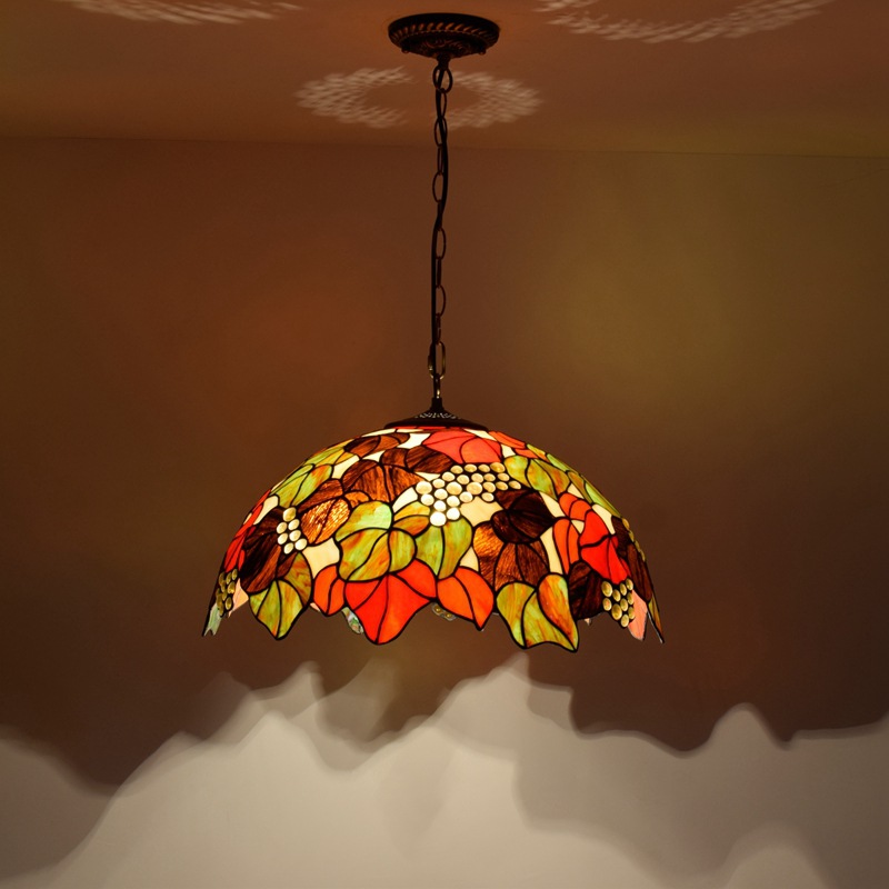 European retro glass lamp creative grape handmade Tiffany stained glass living room dining room bar bedroom art chandelier TF033