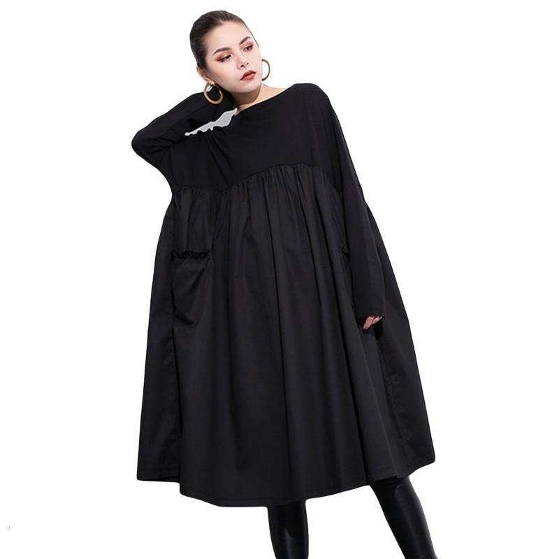 Casual Dress Female Loose Oversize High Waist Slash Neck Autumn Black A Line Long Dresses For Women 2019 Fashion Tide New LJ2398
Casual Dress Female Loose Oversize High Waist Slash Neck Autumn Black A Line Long Dresses For Women 2019 Fashion Tide New LJ2398