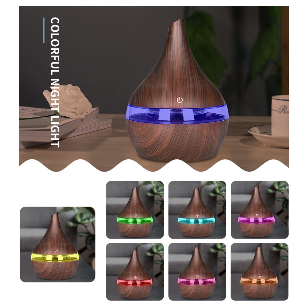 300ml USB Electric Aroma Air Diffuser Wood Ultrasonic Air Humidifier Cool Mist Maker For Home