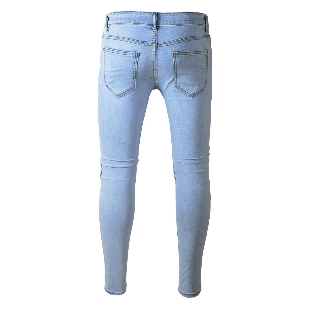 Man Jeans Masculino New Men's Feet Light Color Jean Homme De Marque Slim Hole Pleated Jens Men Motorcycle Pants Denim Jeans Men