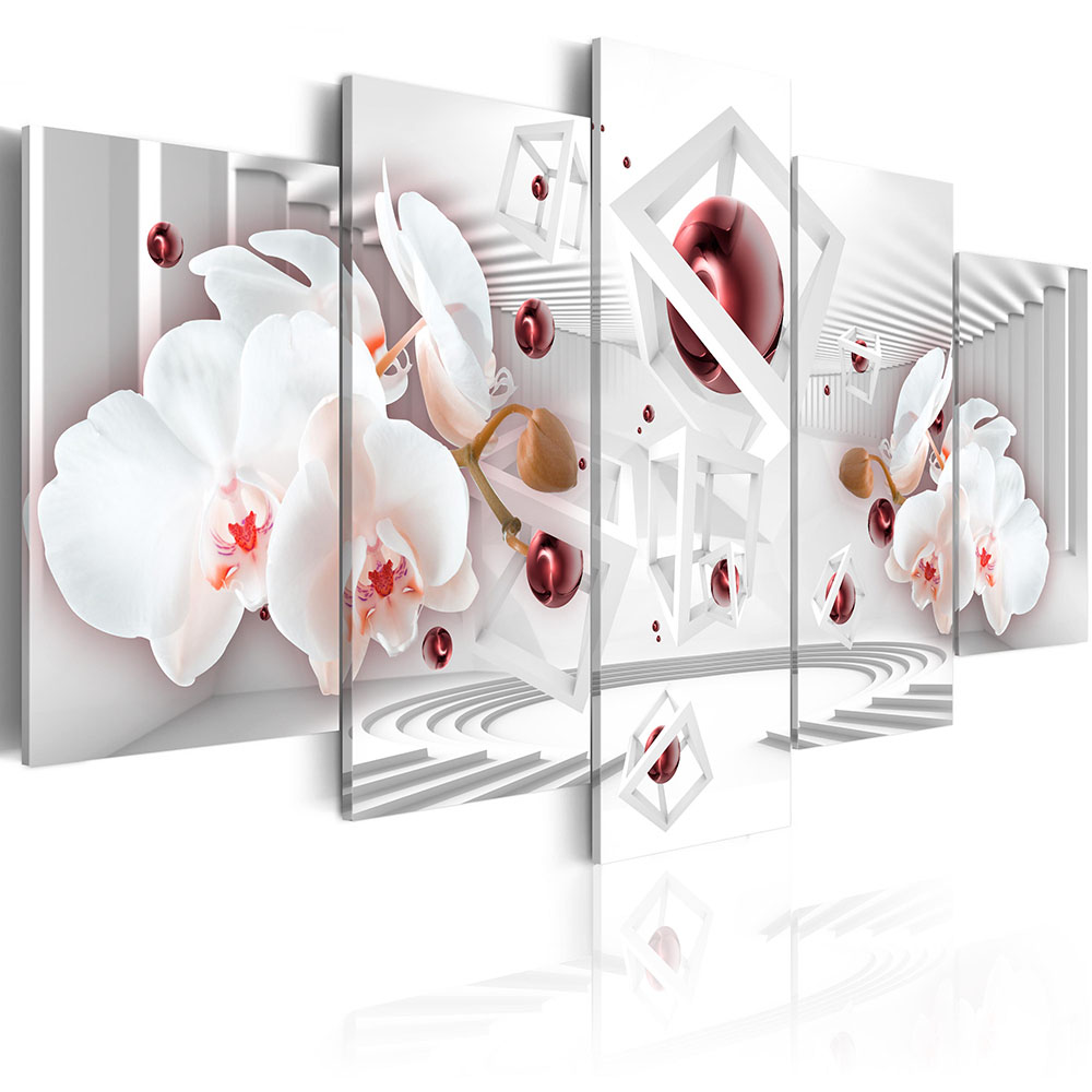 Fashion Wall Art Canvas Painting 5 Pieces Orchid Flower Modern Home Wall Decor for Living Room Gift ( No Frame)