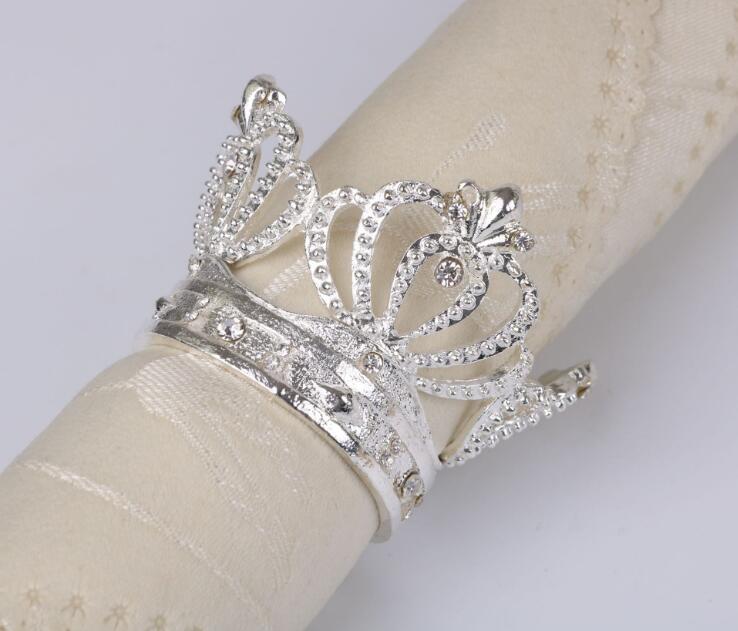 Crown Napkin Ring Metal Crown Shape with Imitation Diamond Napkin Holder for Home Wedding Table Decoration