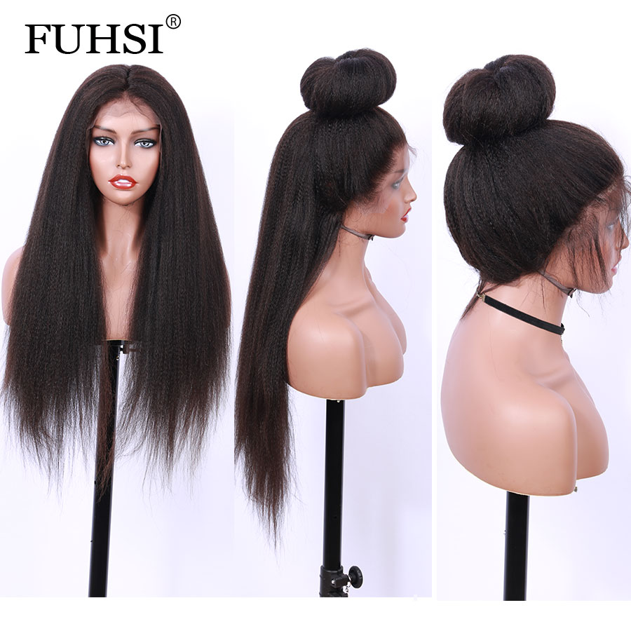 Italian Yaki brazilian full Lace Front Wigs For Women black/brown /blonde Kinky Straight synthetic Wig heat resistant With Baby Hair