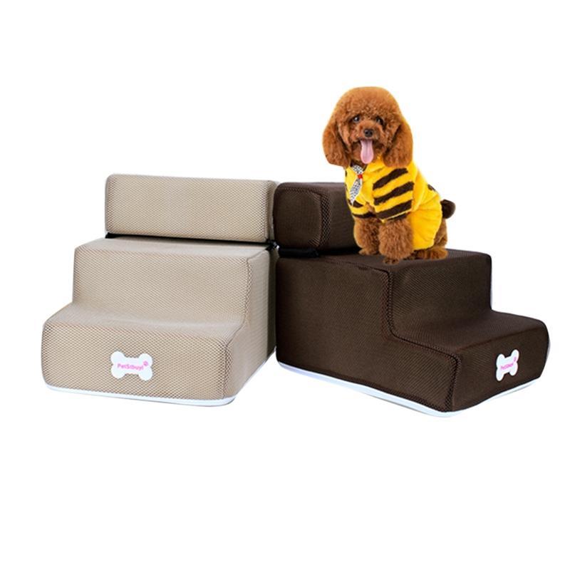 

Hot Dog House Dog Stairs Pet 3 Steps Stairs for Small Dog Cat Pet Ramp Ladder Anti-slip Removable Dogs Bed Stairs Pet Supplies, As picture
