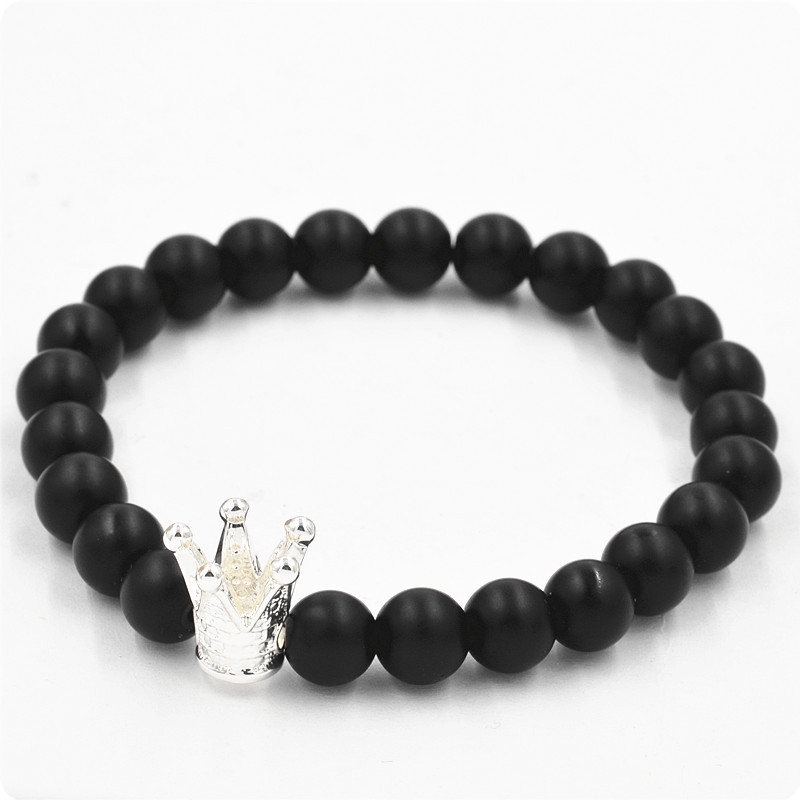 Matte black agate crown bracelet men and women fashion popular simple jewelry