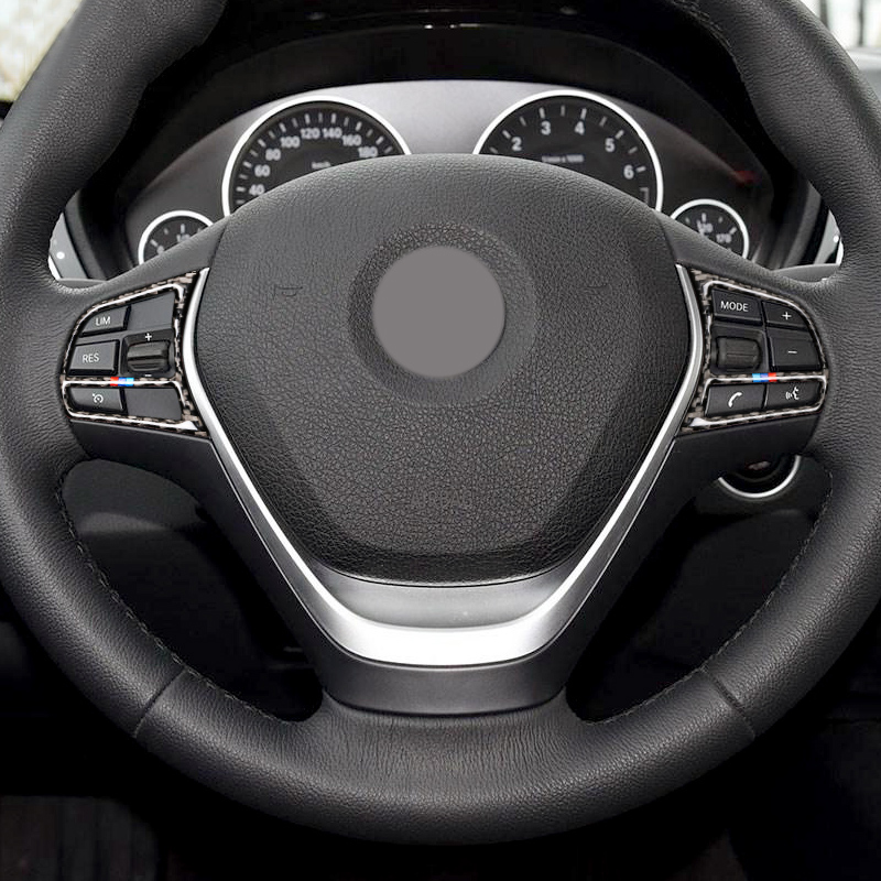 Car Accessories Interior Carbon Fiber Steering Wheel Buttons Frame Auto Stickers Covers For BMW 1/2/3/4 Series 3GT Styling