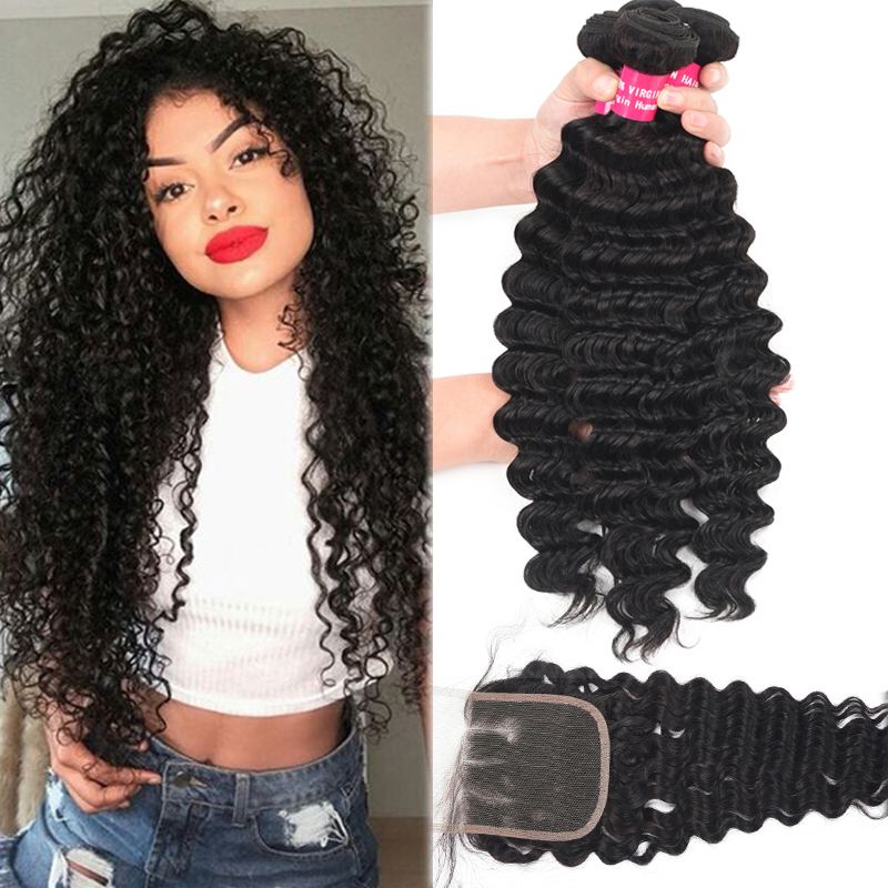 9A Brazilian Deep Wave Virgin Hair 3 Bundles With Closure 100% Unprocessed Peruvian Deep Wave Kinky Curly Loose Deep Body Human Hair Weave
9A Brazilian Deep Wave Virgin Hair 3 Bundles With Closure 100% Unprocessed Peruvian Deep Wave Kinky Curly Loose Deep Body Human Hair Weave