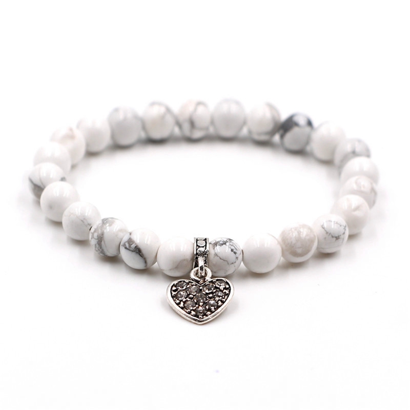 8MM inlaid brick heart pendant bracelet natural lava stone string essential oil aromatherapy unisex healing energy bracelet