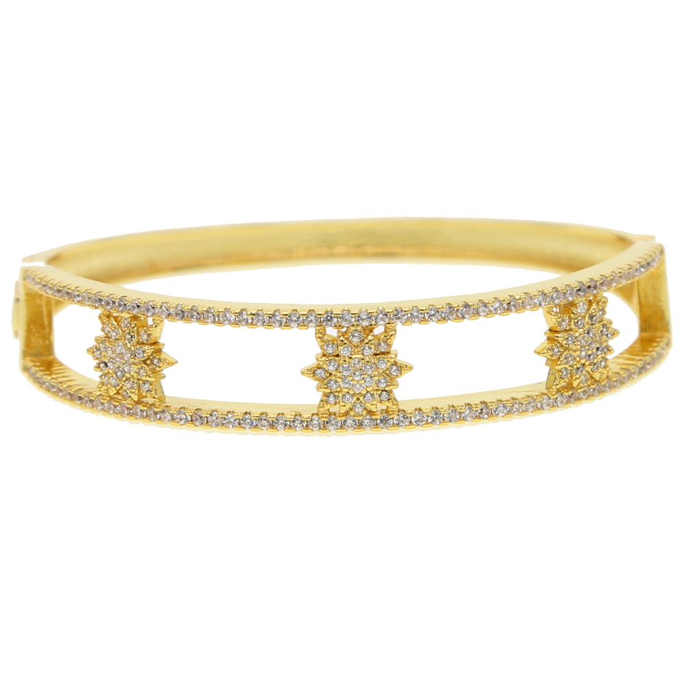 Christmas gift cz star burst bangle bracelet for women gold plated micro pave cubic zirconia open cuff bangles fashion jewelry