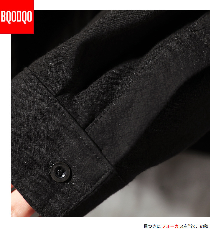 BQODQO Army Green Fashion Streetwear Blouse Men White Double Pocket Oversized Casual Shirt Male Autumn Long Sleeve Cotton Shirts