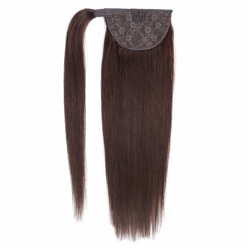 100% Human Hair Ponytail Brazilian Machine Remy Ponytail Wrap Around Horsetail 120g Hairpieces Natural Straight Tails