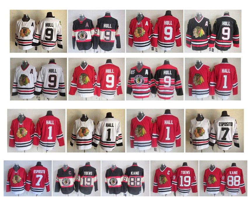 Vintage Chicago Blackhawks Jersey 1 Glenn Hall 7 Phil Esposito 9 Bobby Hull 19 Jonathan Toews 88 Patrick Kane Red White Black Retro Hockey, As pic
Vintage Chicago Blackhawks Jersey 1 Glenn Hall 7 Phil Esposito 9 Bobby Hull 19 Jonathan Toews 88 Patrick Kane Red White Black Retro Hockey, As pic