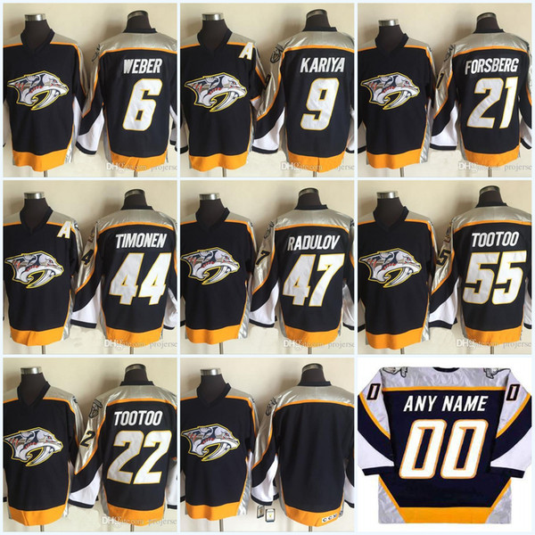 Nashville Predators Vintage version jerseys 9 KARIYA 44 TIMONEN 47 RADULOV 21 FORSBERG 6 WEBER 22 TOOTOO 55 TOOTOO CCM Ice Hockey Jerseys, Blue
Nashville Predators Vintage version jerseys 9 KARIYA 44 TIMONEN 47 RADULOV 21 FORSBERG 6 WEBER 22 TOOTOO 55 TOOTOO CCM Ice Hockey Jerseys, Blue