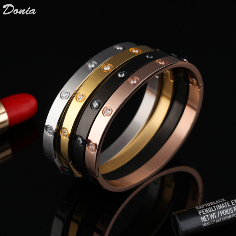 Donia jewelry luxury bangle European and American fashion classic love ten diamond titanium steel micro-inlaid zircon designer gift, Black
Donia jewelry luxury bangle European and American fashion classic love ten diamond titanium steel micro-inlaid zircon designer gift, Black