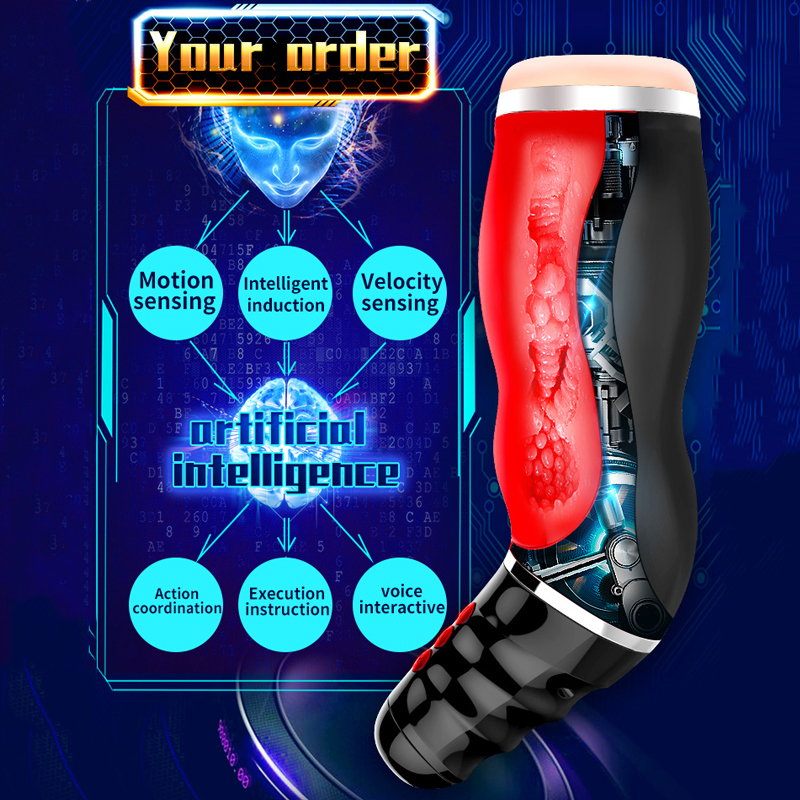 Louge Oral Sex Mouth Suction Automatic Male Masturbator For Man Silicone Vagina Real Pussy Moan Vibrator Sex Toys For Men Erotic Y190124