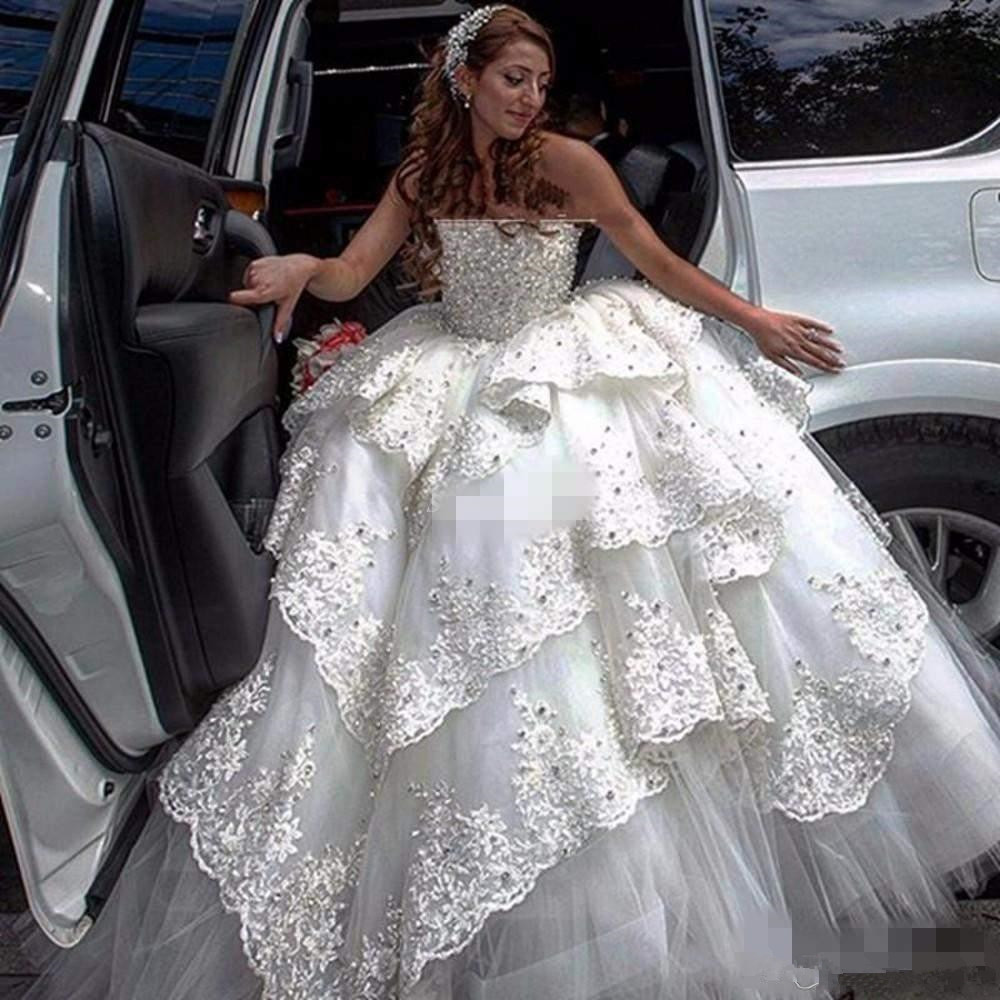 Luxury Puffy Ball Gown Wedding Dresses Heavy Beading Lace Tiered Strapless Bridal Dress Tulle Layers Custom Made Dubai Wedding Gowns Z79, Pink
Luxury Puffy Ball Gown Wedding Dresses Heavy Beading Lace Tiered Strapless Bridal Dress Tulle Layers Custom Made Dubai Wedding Gowns Z79, Pink