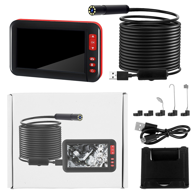 4.3 Inch Industrial Endoscope Borescope Digital Inspection Cameras Built-in 8pcs LEDs 8mm Lens High-definition 1080P Display Screen