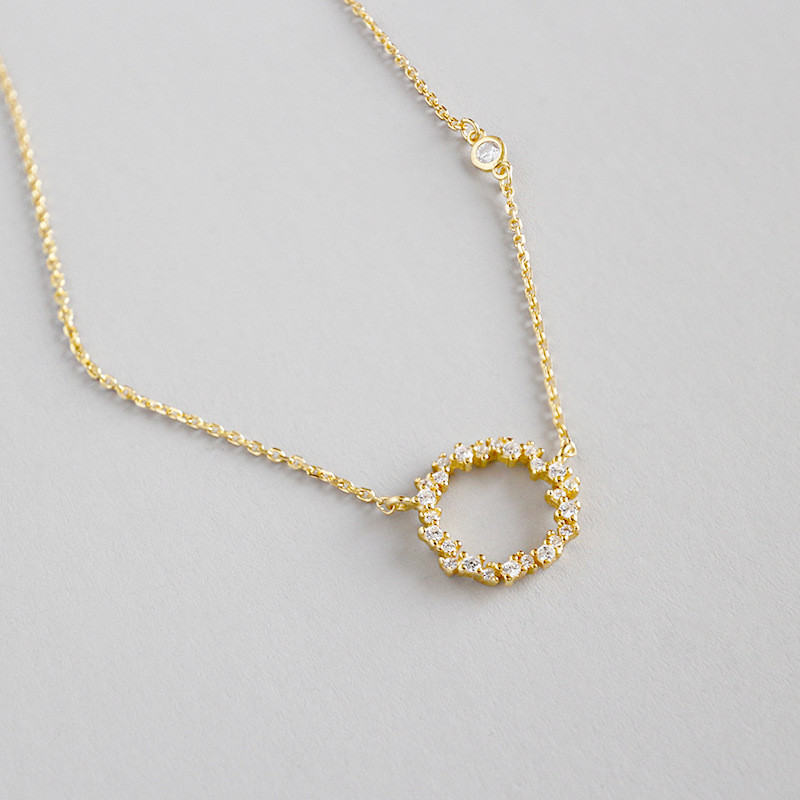Zircon Choker Necklaces 100% 925 Sterling Silver Zircon Hollow Round Circle Collar Necklace Wedding Party Gifts For Women
