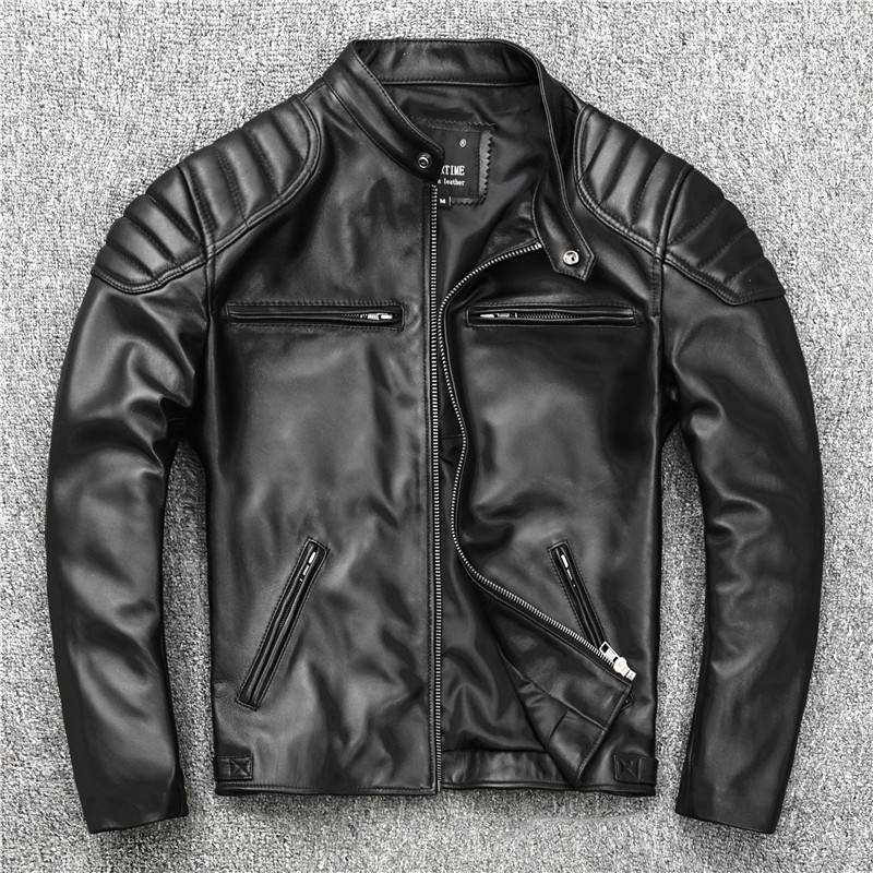 Head layer sheepskin leather leather brief paragraph youth male locomotive collar jacket, Black
Head layer sheepskin leather leather brief paragraph youth male locomotive collar jacket, Black