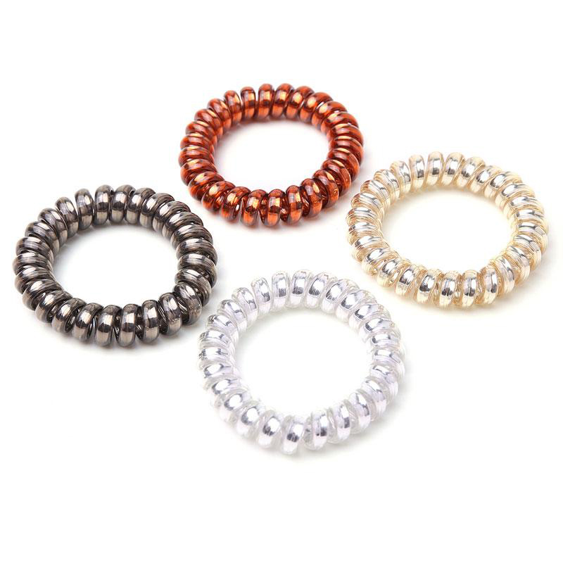 Mixed color Telephone Wire Cord Gum Hair Tie Girls Elastic Hair Band Ring Rope Bracelets Stretchy Scrunchy Jewelry