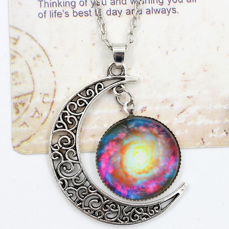Interstellar gemstone necklace, alloy jewelry wholesale Moon Pendant DJN199 mix order Pendant Necklaces jewelry