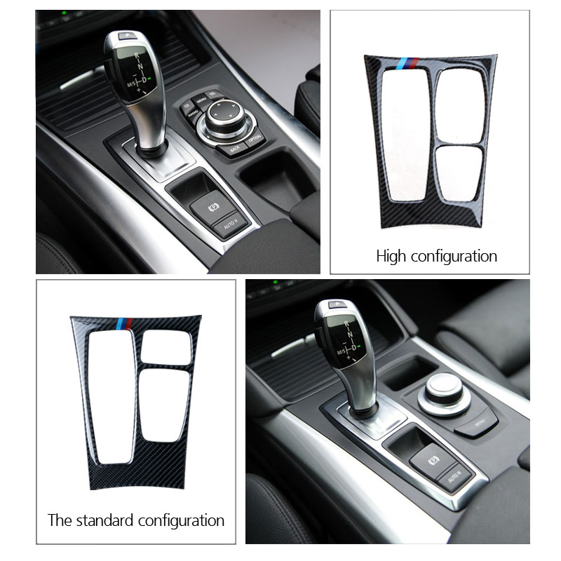 Carbon Fiber Refit Car Interior AC CD Control Decor Frame Gearshift Panel Decoration Sticker for BMW e70 e71 X5 X6 2008-2013