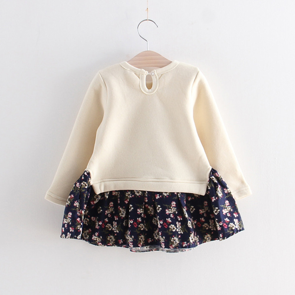 Fashion Baby Girl Dress Cartoon Rabbit Bunny Floral Princess Party Dress Clothes Kids dresses for girls meisjes jurk