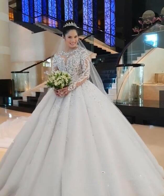 Princess Handmade Wedding Dresses Muslim Long Sleeves Gowns Formal Bride Bridal Plus Size Custom Made
