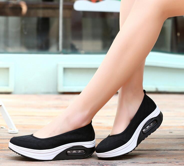 Hot Sale-sual Tenis Shoes Shape Ups thick low heel Woman nurse Fitness Shoes Wedge Swing Shoes moccasins plus size 40 41 42
