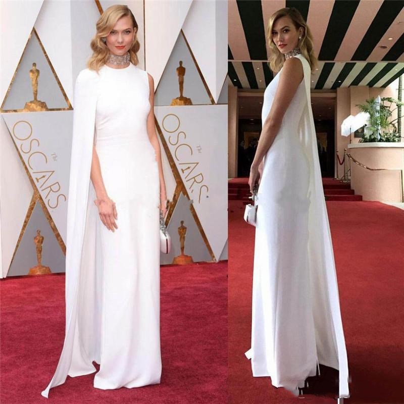 Oscar Karlie Kloss Celebrity Evening Dresses With Capes Jewel Custom Made New Elegant Red Carpet Gown