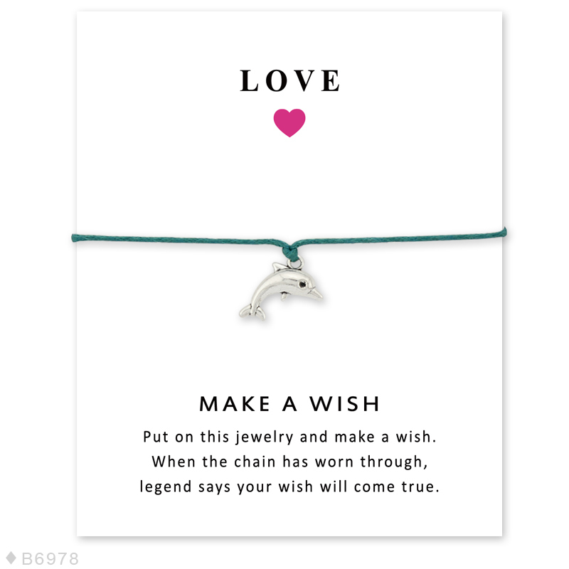 Girls Adjustable Love Statement Red Yellow Blue Jewelry With Card Make A Silver Dolphin Charm Bracelets For Women