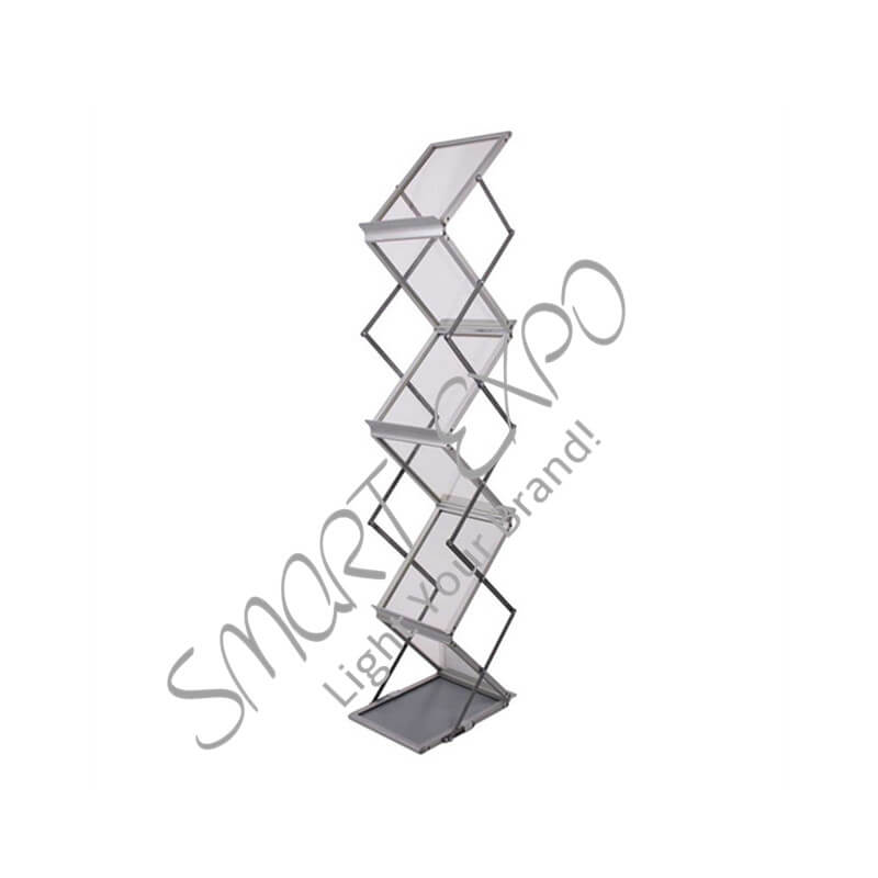 Zig-zag Folding Brochure Stand/Floor Magazine Display Stand with Folding Aluminum Structure Acrylic Panel Carry Bag/Aluminum Case Packing
Zig-zag Folding Brochure Stand/Floor Magazine Display Stand with Folding Aluminum Structure Acrylic Panel Carry Bag/Aluminum Case Packing