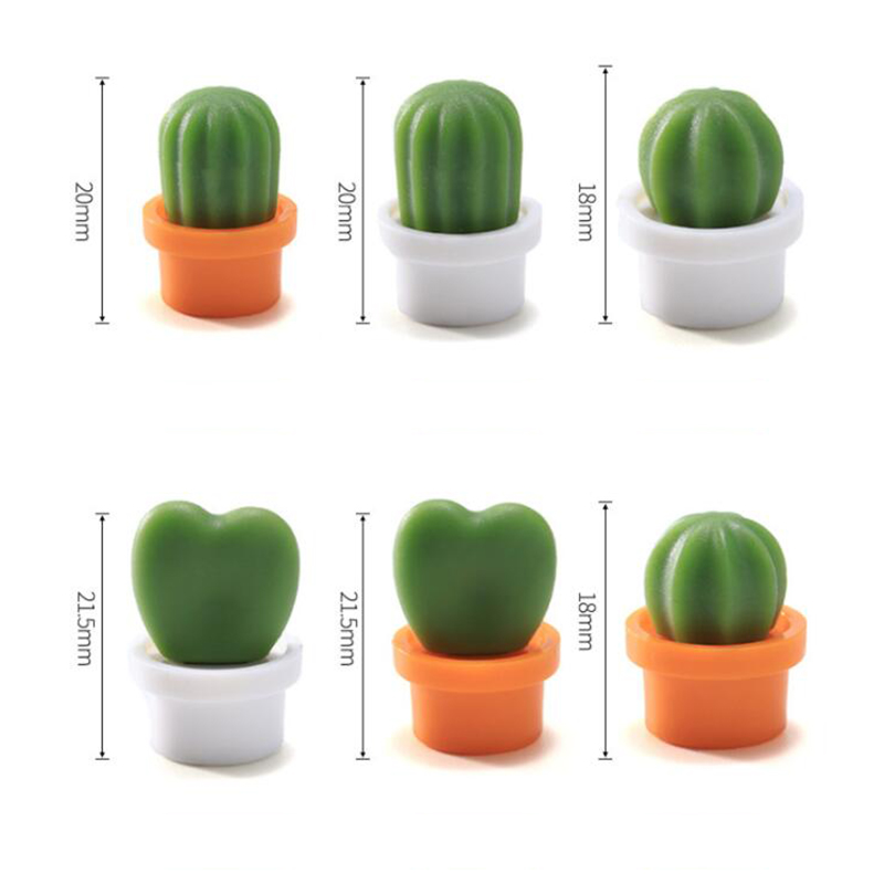 Cactus Fridge Magnets Cute Succulent Plant Magnet Button Cactus Refrigerator Message Sticker Magnet 6Pcs/Set