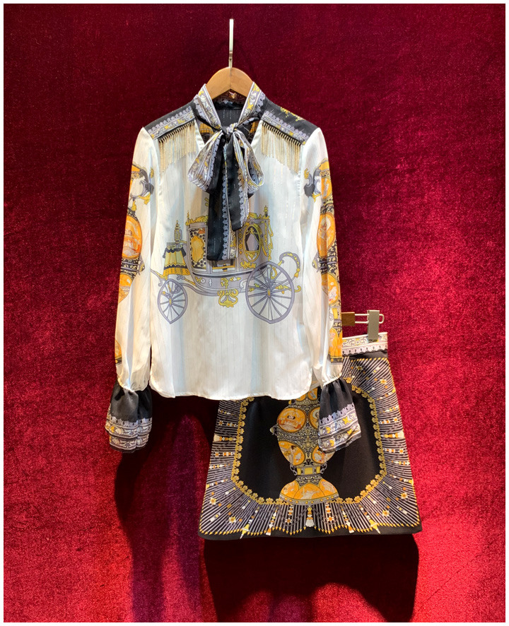 European and American women's clothing 2020 summer new style Long - sleeved bow collar printed carriage shirt skirts Fashion suits, Multi
European and American women's clothing 2020 summer new style Long - sleeved bow collar printed carriage shirt skirts Fashion suits, Multi