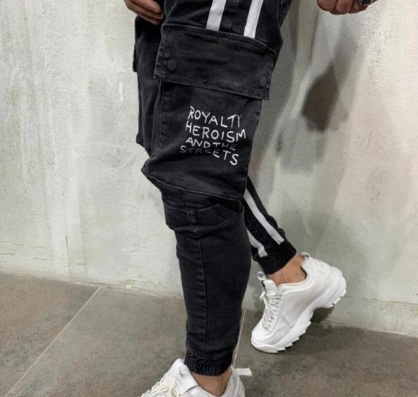 Men's Jeans Mens Black Pants For Men Hip Hop Holes Ripped Biker Slim Fit Zipper Jean Distressed