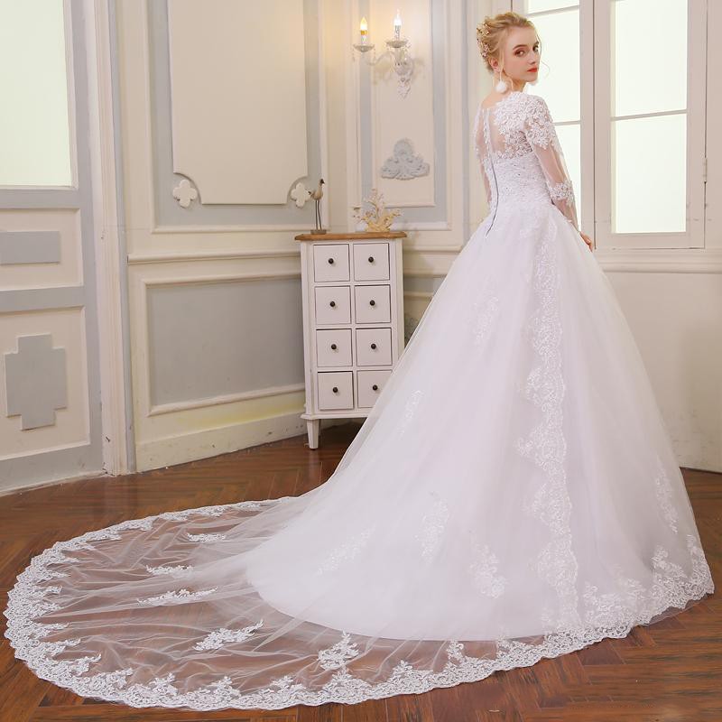 Dresses Princess Bridal Ball Long Sleeves Beading Lace Appliques Wedding Gowns Petites Plus Size Custom Made