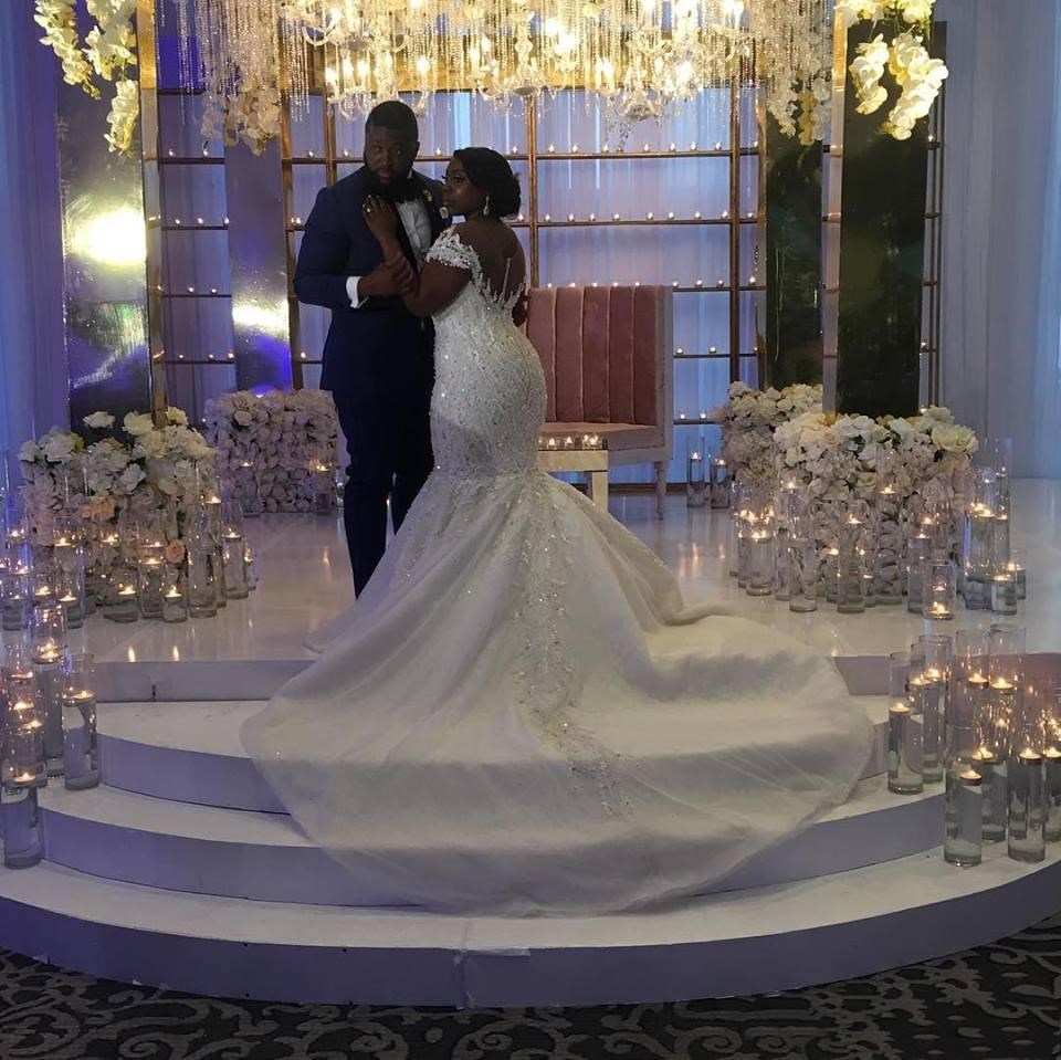 2019 Plus Size Arabic Lace Mermaid Wedding Dresses Sheer Scoop Neck Sequined Vestido De Novia Appliques Sweep Train Custom Made Bridal Gowns