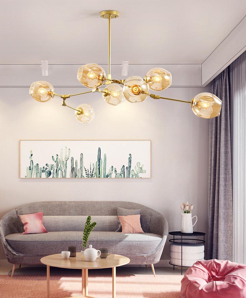 Nordic Art Glass LED Pendant Lamp Branching Bubble Hanging Lighting Fixture for Living room Lobby Clothing Store