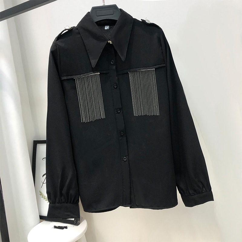 2019 Spring Autumn Fashion Women Long Sleeves Turn-down Collar Tassel Shirt Female Shirts Blouse A827, Black
2019 Spring Autumn Fashion Women Long Sleeves Turn-down Collar Tassel Shirt Female Shirts Blouse A827, Black