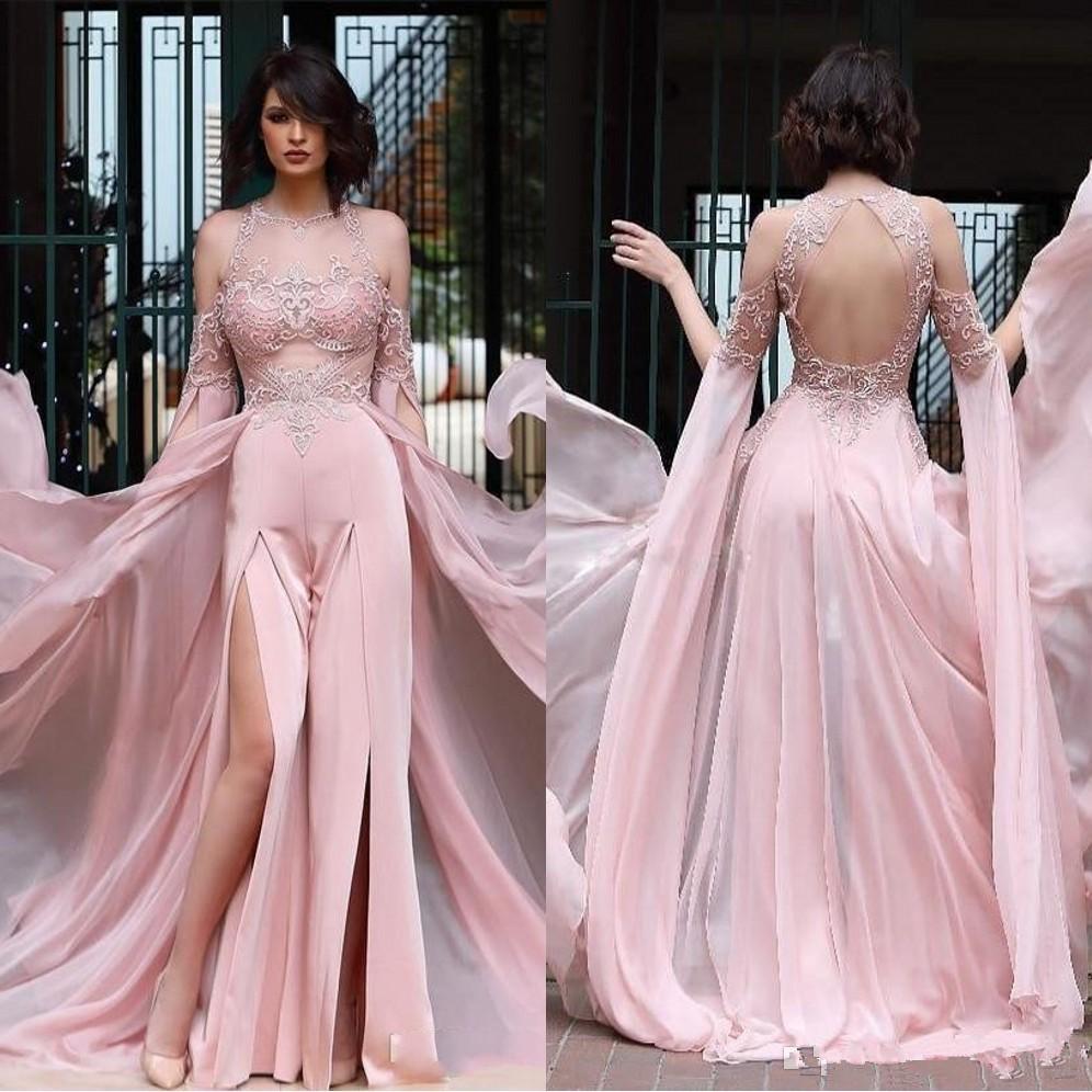 2020 Blush Pink Pant Suit Split Sides Prom Dresses with Chiffon Overskirts Lace Applique Sheer Neck Jumpsuit Evening Dress, Red
2020 Blush Pink Pant Suit Split Sides Prom Dresses with Chiffon Overskirts Lace Applique Sheer Neck Jumpsuit Evening Dress, Red