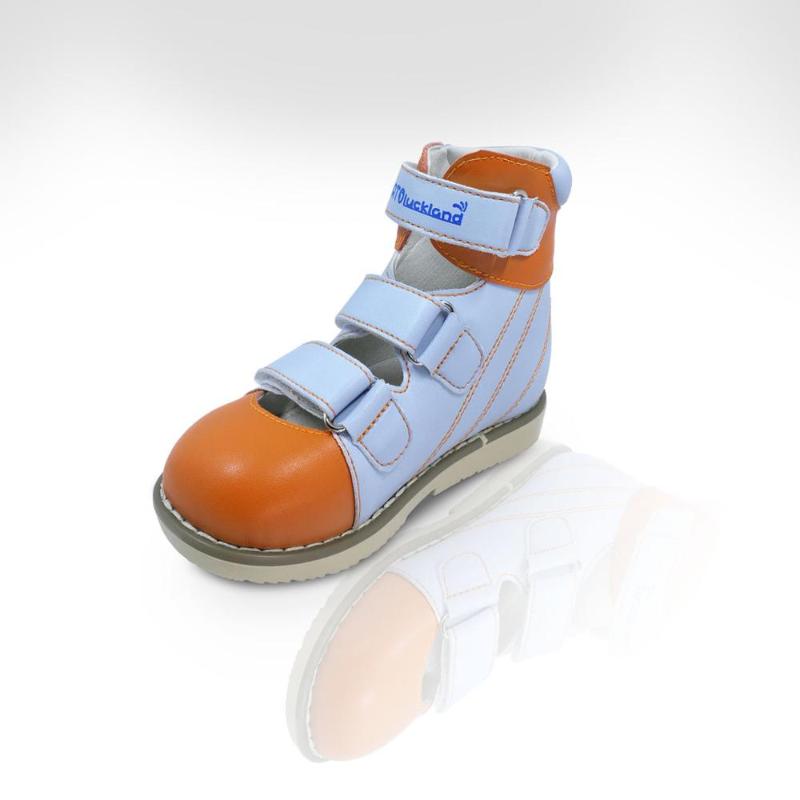 Children Leather Sandals Orthopedic Shoes for Boys Girls Closed Toe Arch Support Insole Blue Color Corrective Footwear for Kids