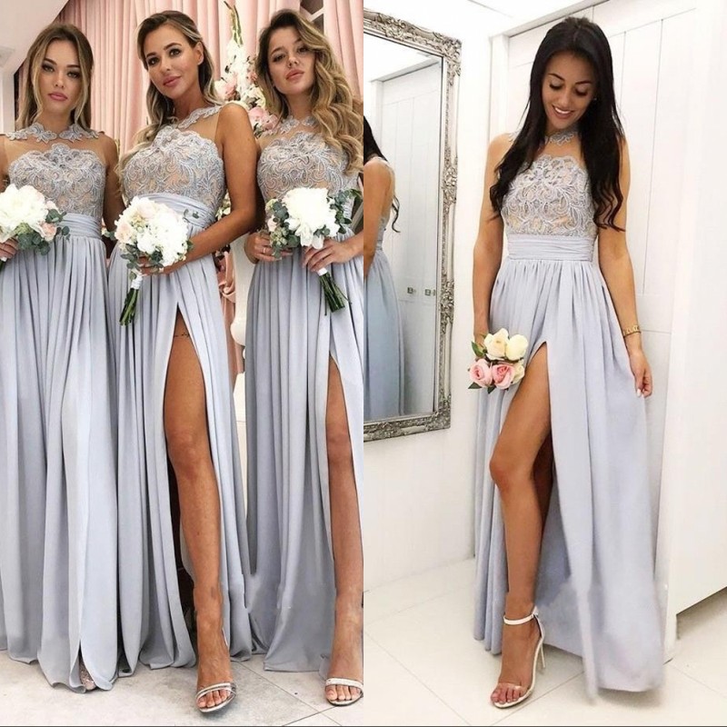 Lilac Halter Bridesmaid Dresses Lace Appliques Side Split African Vestidos Cheap Maid of Honor Bridesmaids Dress
Lilac Halter Bridesmaid Dresses Lace Appliques Side Split African Vestidos Cheap Maid of Honor Bridesmaids Dress