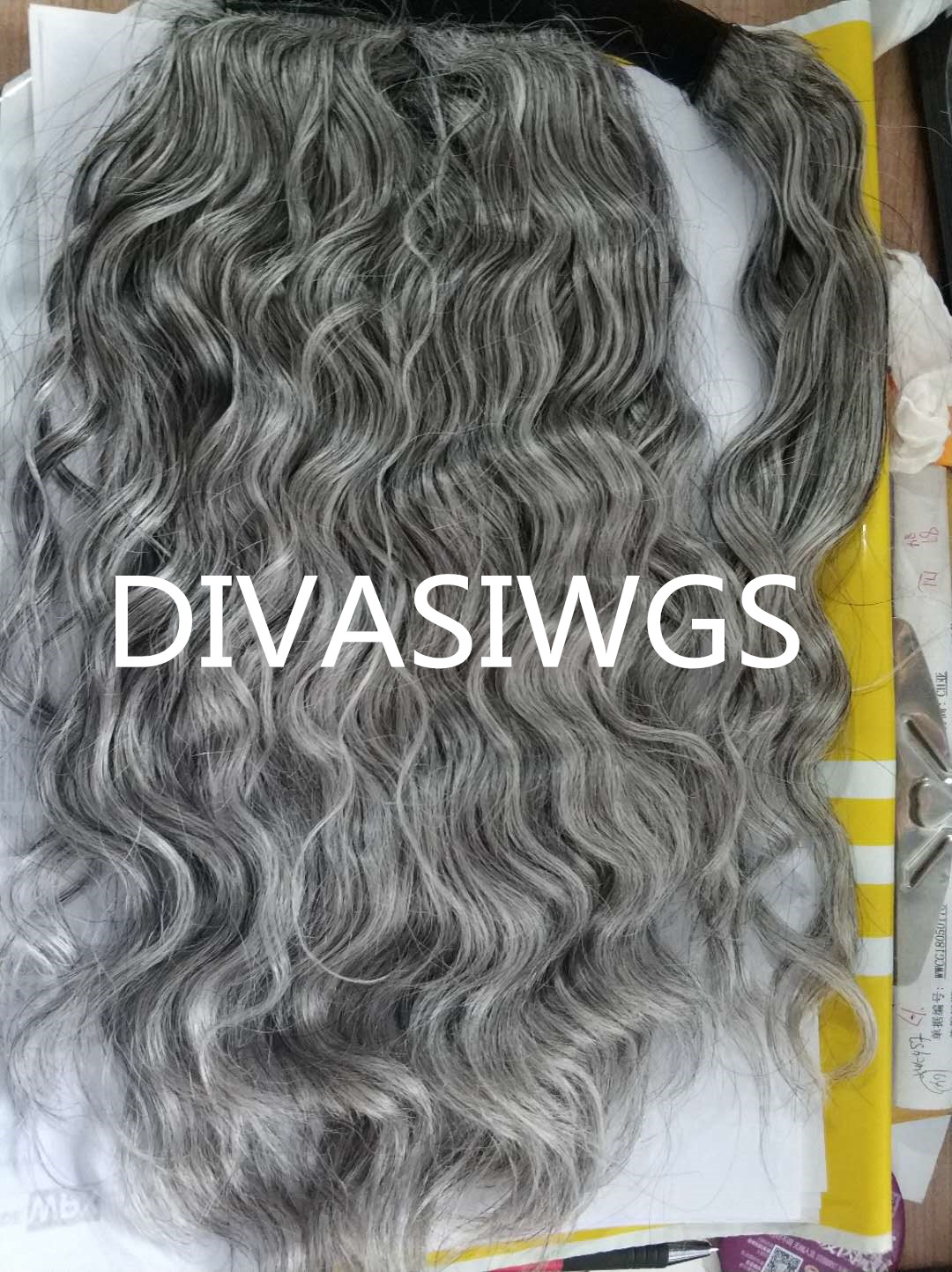 Fashion new grey wavy human hair pony tail wraps loose wavy gray drawstring clip in ponytail hairpiece 100g 120g free ship